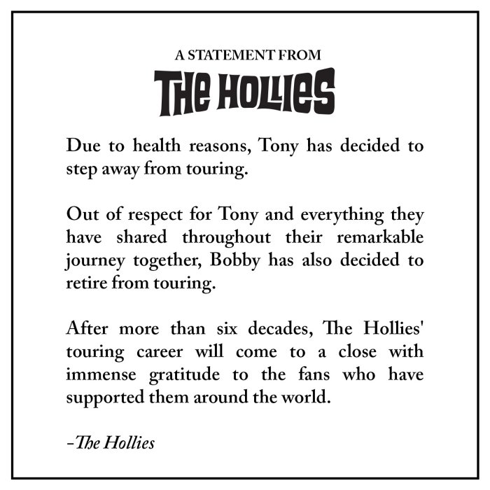 Hollies retire